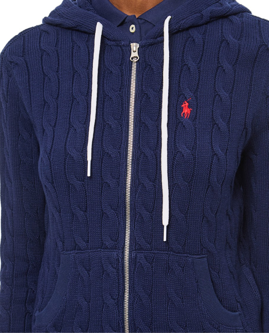 Polo Ralph Lauren Knitted Full Zipper Sweatshirt With Braided Pattern