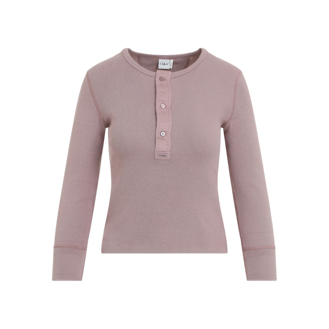 Chloé Ribbed Knit Long-Sleeved Top With Buttoned Placket