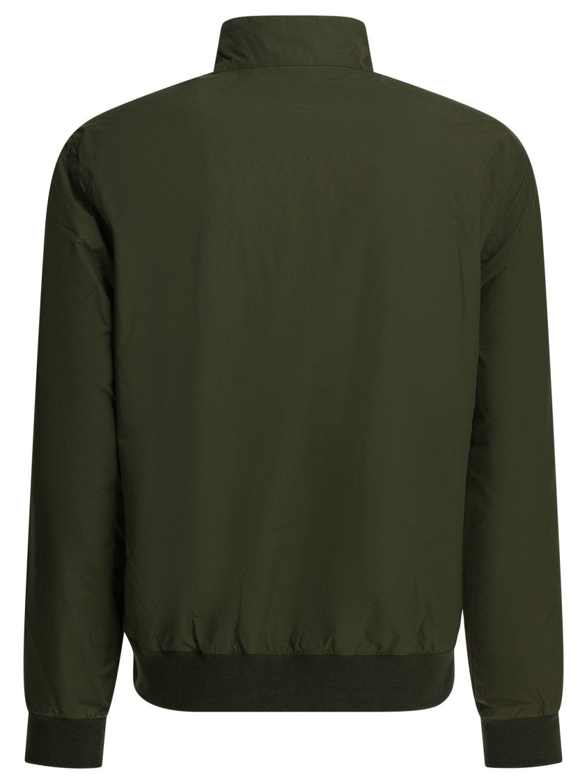 Barbour High-Collar Minimalist Jacket With Ribbed Cuffs