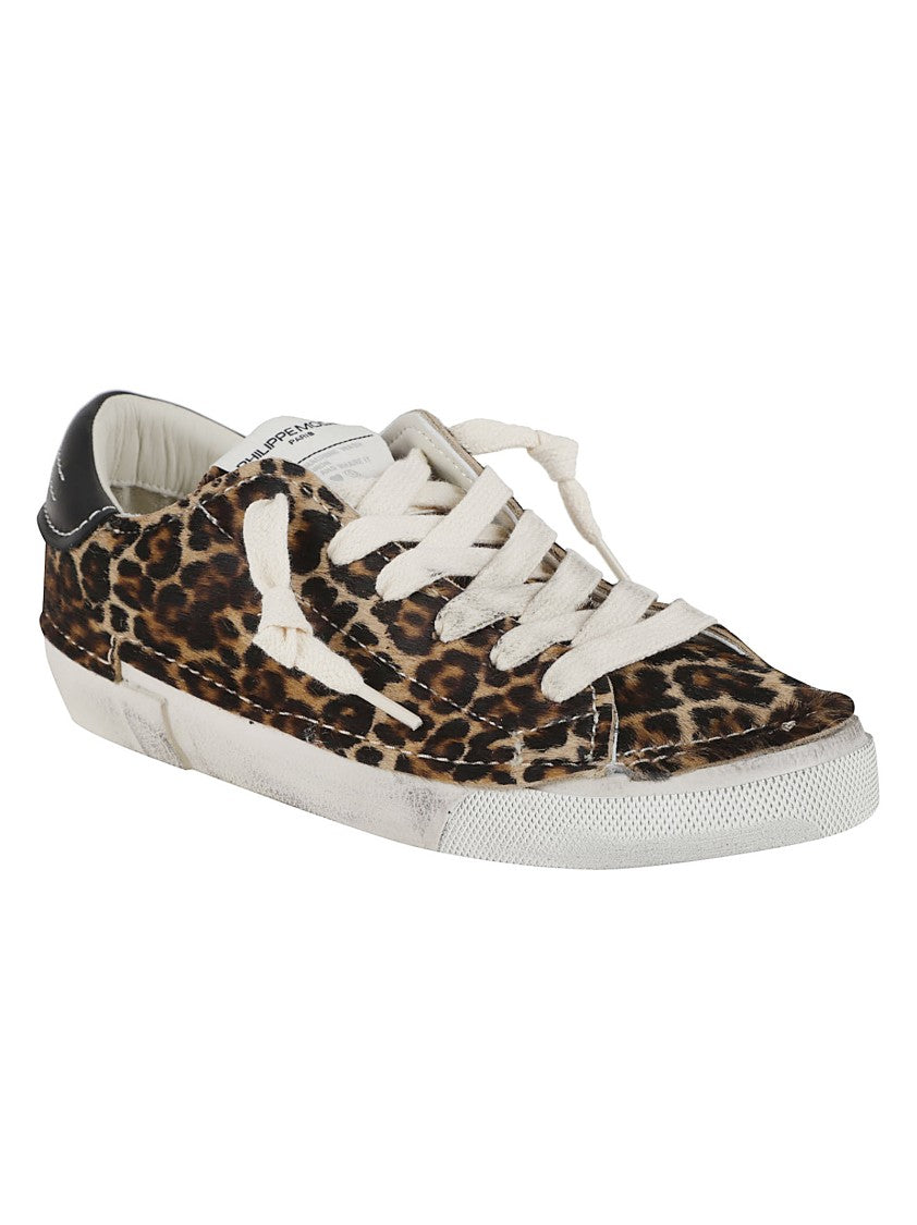 Philippe Model Bold Leopard Print Low-Top Sneakers In Leather