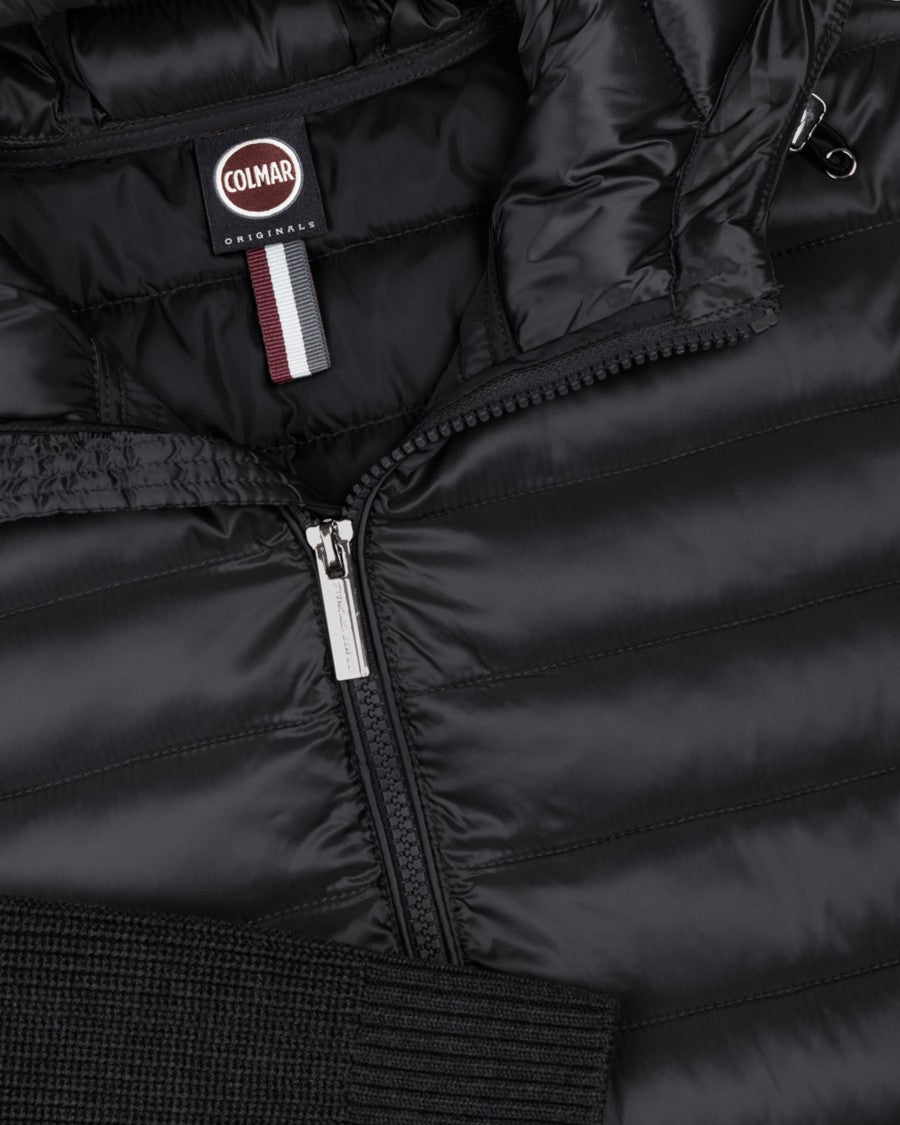Colmar Originals Black Hooded Jacket With Knit Sleeves