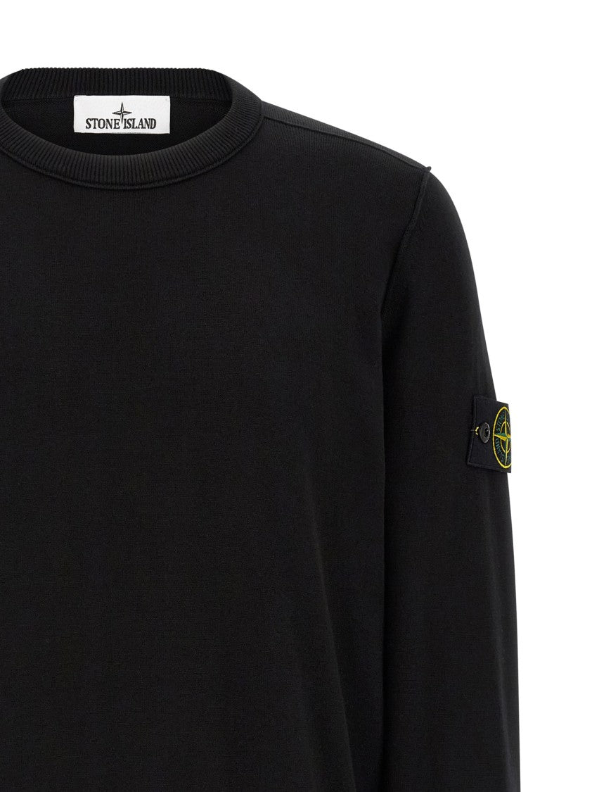 Stone Island Crew Neck Black Knit Sweater