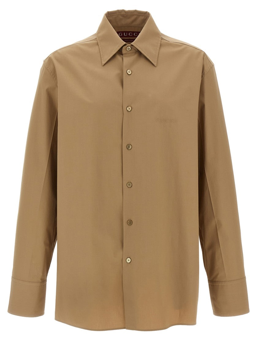 Gucci Cotton Poplin Shirt With Embossed Front Logo