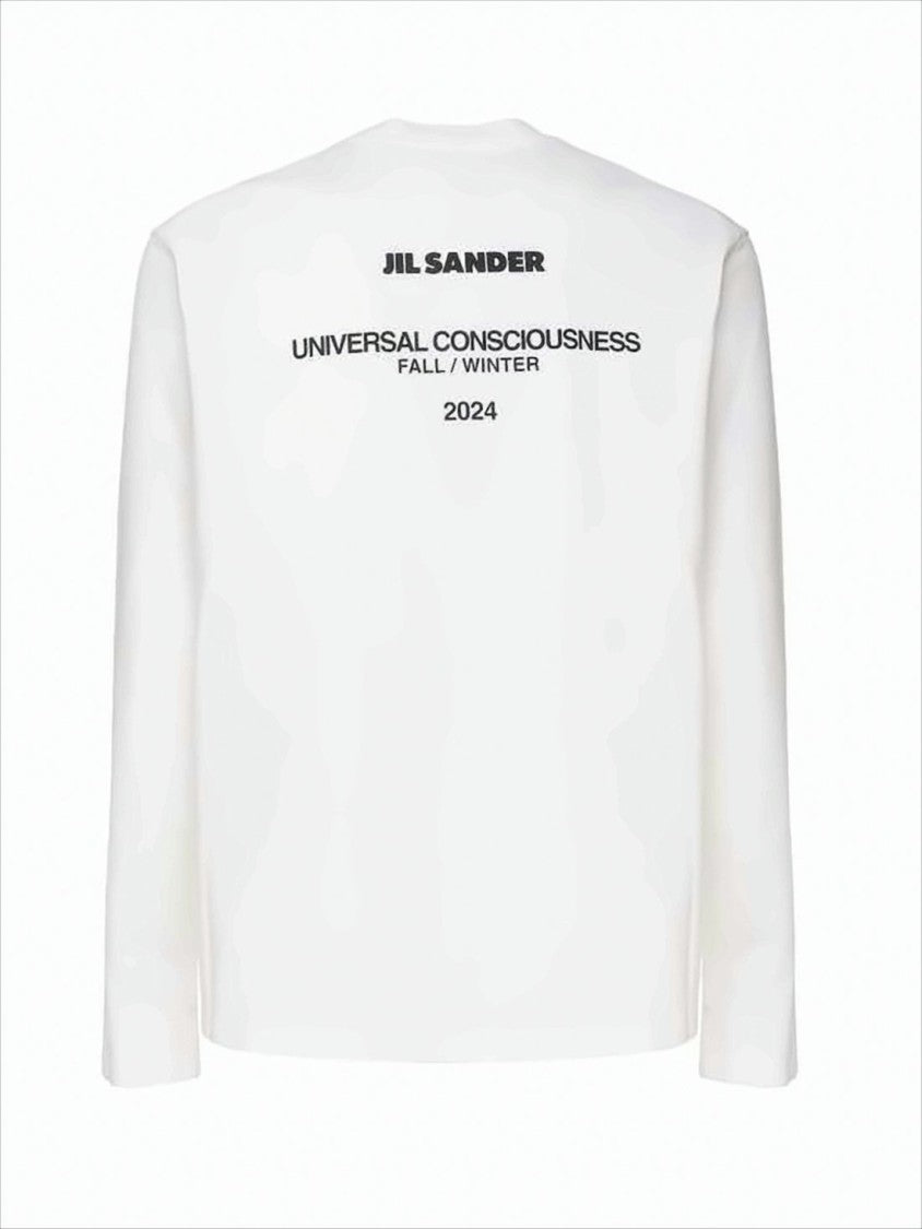Jil Sander Long-Sleeve Minimalist Cotton T-Shirt With Graphic Detail
