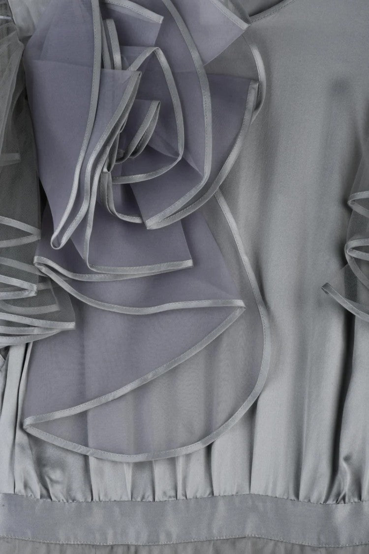 Elisabetta Franchi Satin Dress Tulle Skirt - Grey