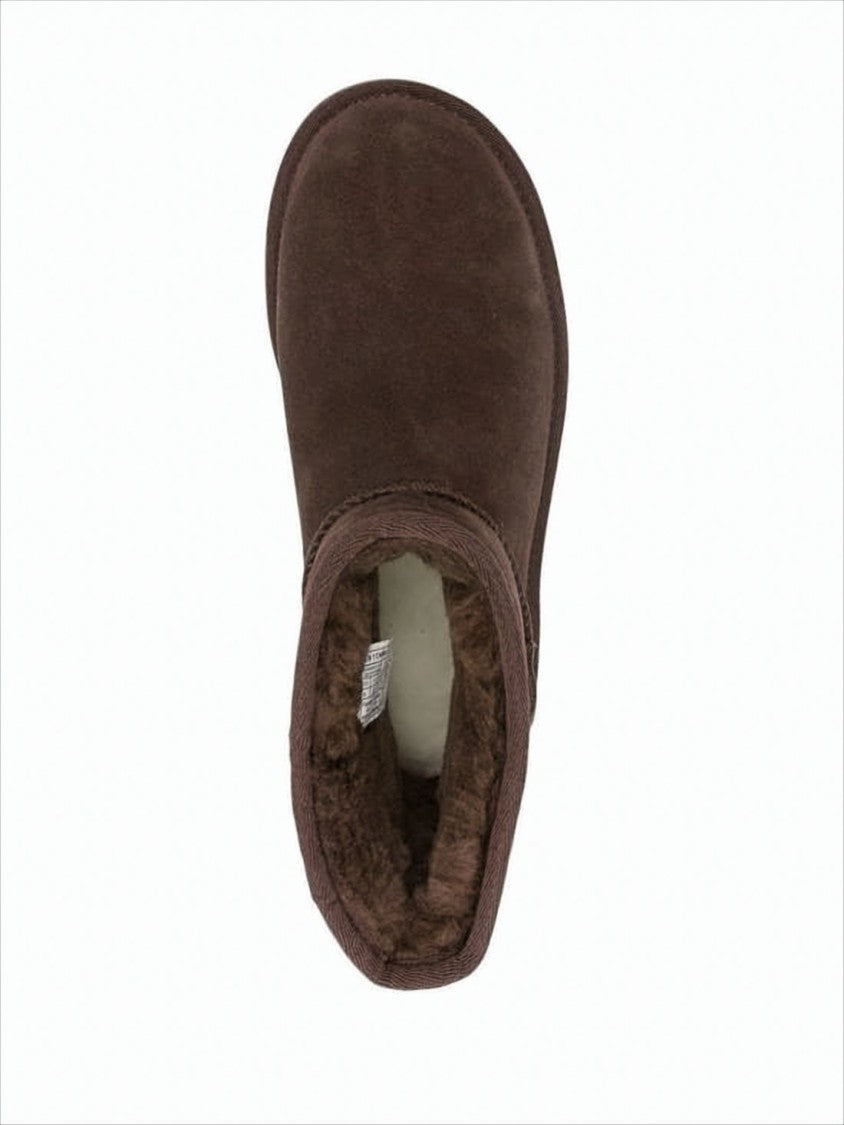 Ugg Ankle-High Brown Suede Boots With Platform Sole And Wool Lining