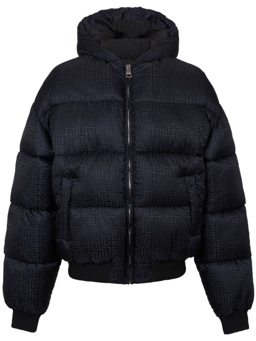 Balmain Signature Monogram Print Padded Jacket