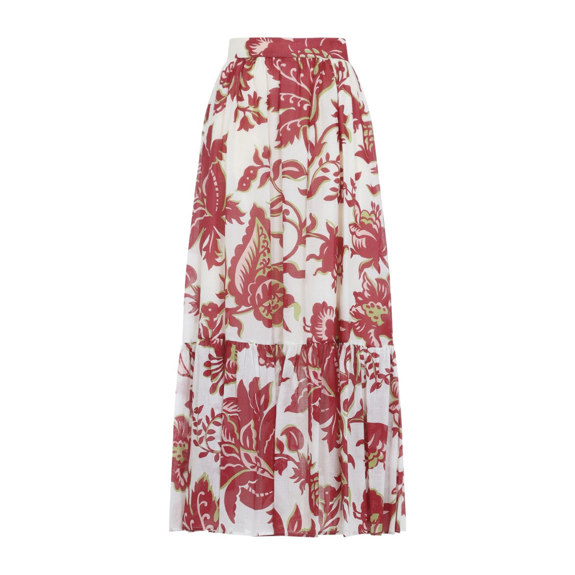 Etro White Cotton Flounce Hem Maxi Skirt