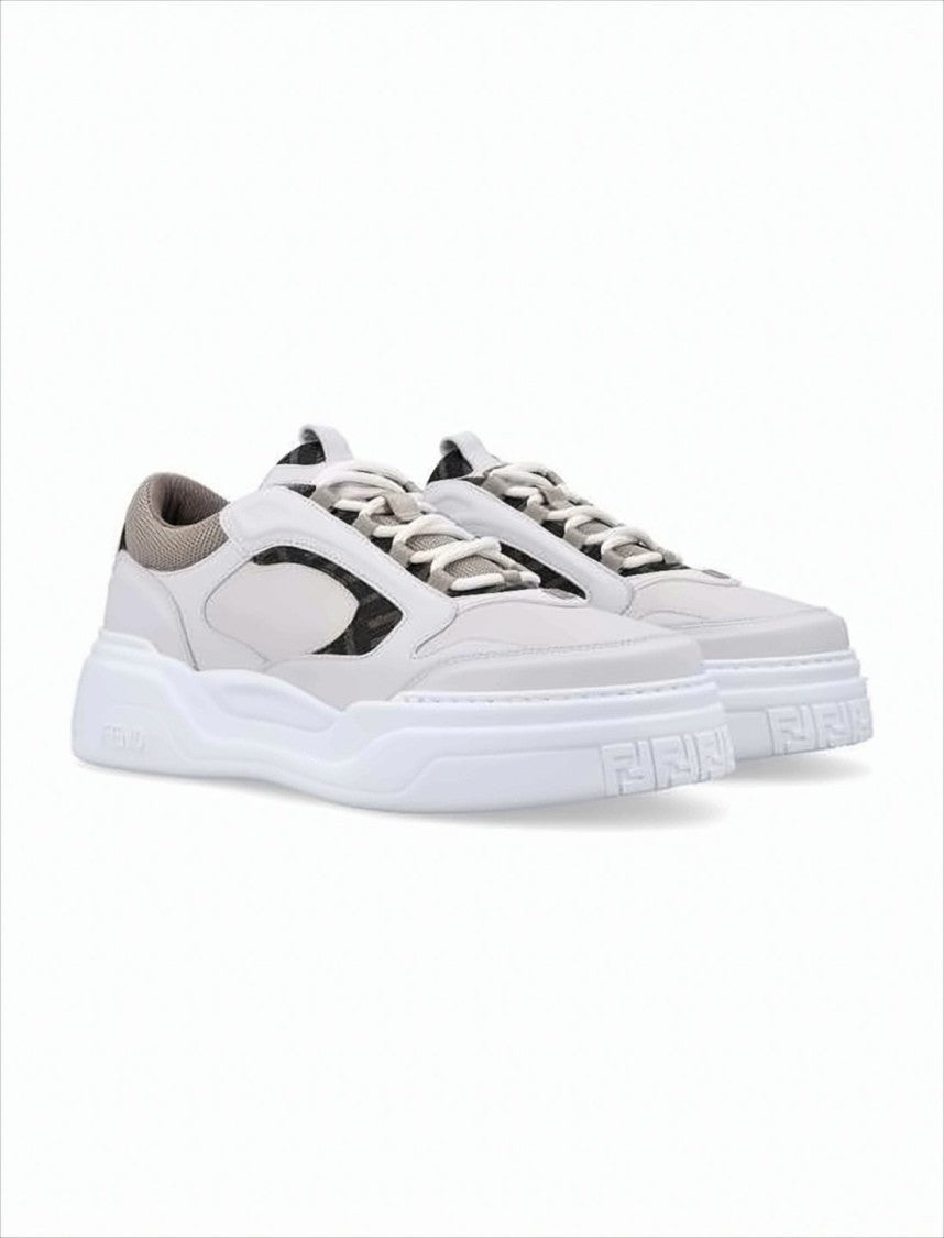 Fendi Panelled White Sneakers With Sole