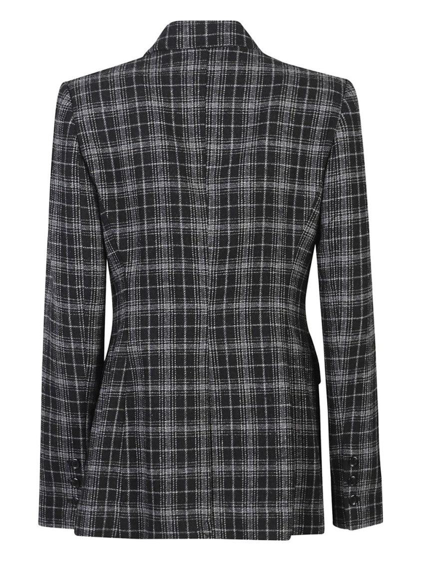 Pinko Tailored Double-Breasted Black Plaid Jacket