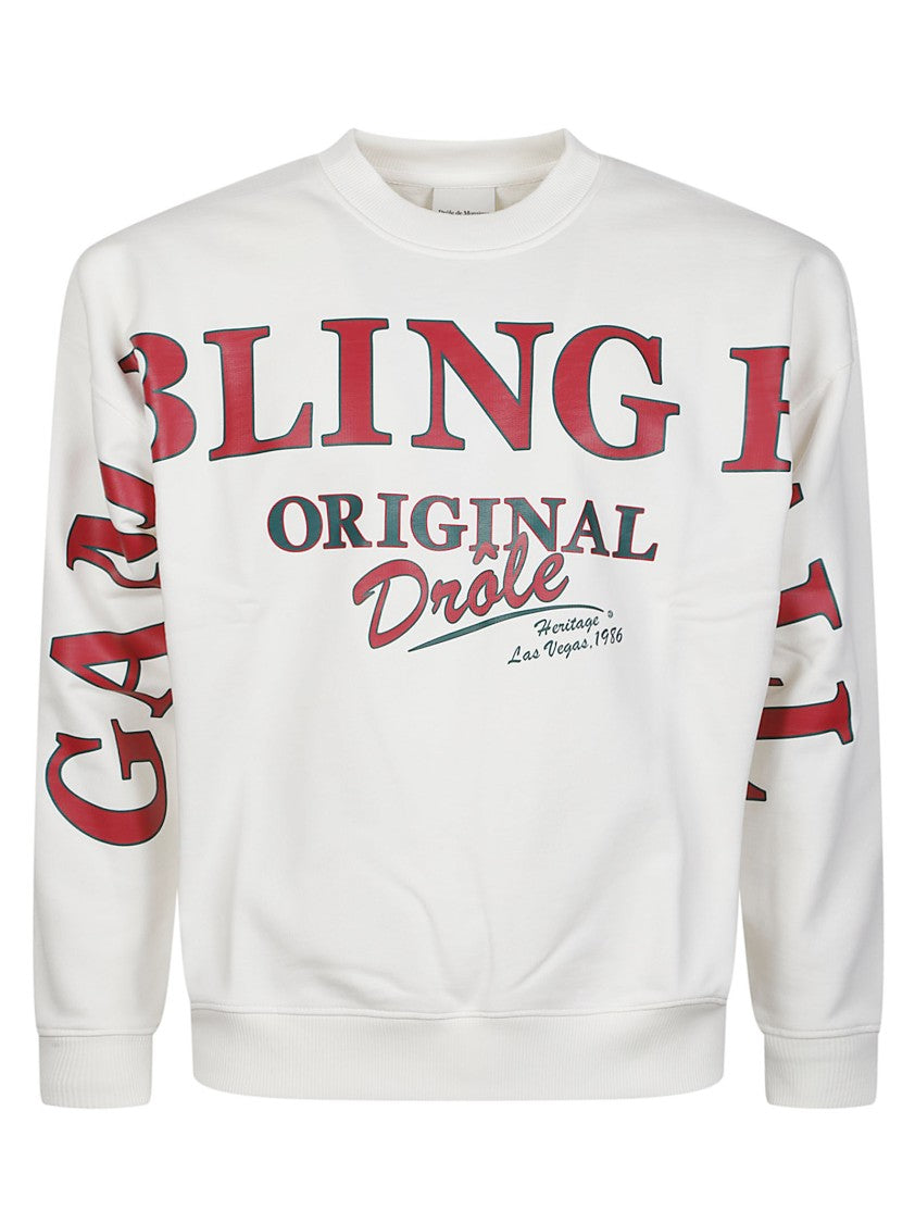 Drôle De Monsieur Gambling Hall Vintage-Inspired Printed Cotton Sweatshirt