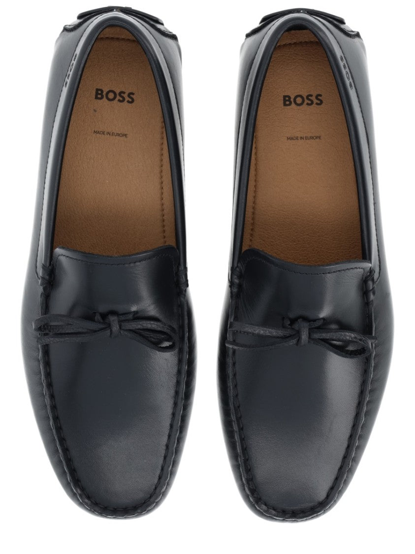 Boss Cowhide Leather Rounded Toe Loafers