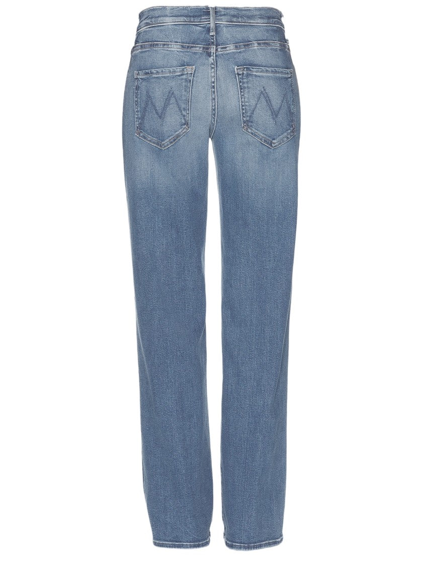 Mother Classic Five-Pocket Washed Denim Jeans