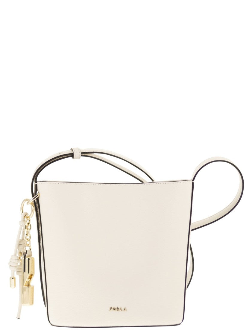 Furla Mini Bucket Bag With Printed Leather Finish