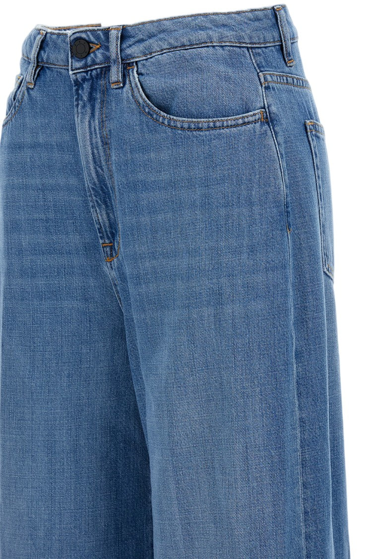 3X1 Sky Blue Cropped Wide-Leg Jeans