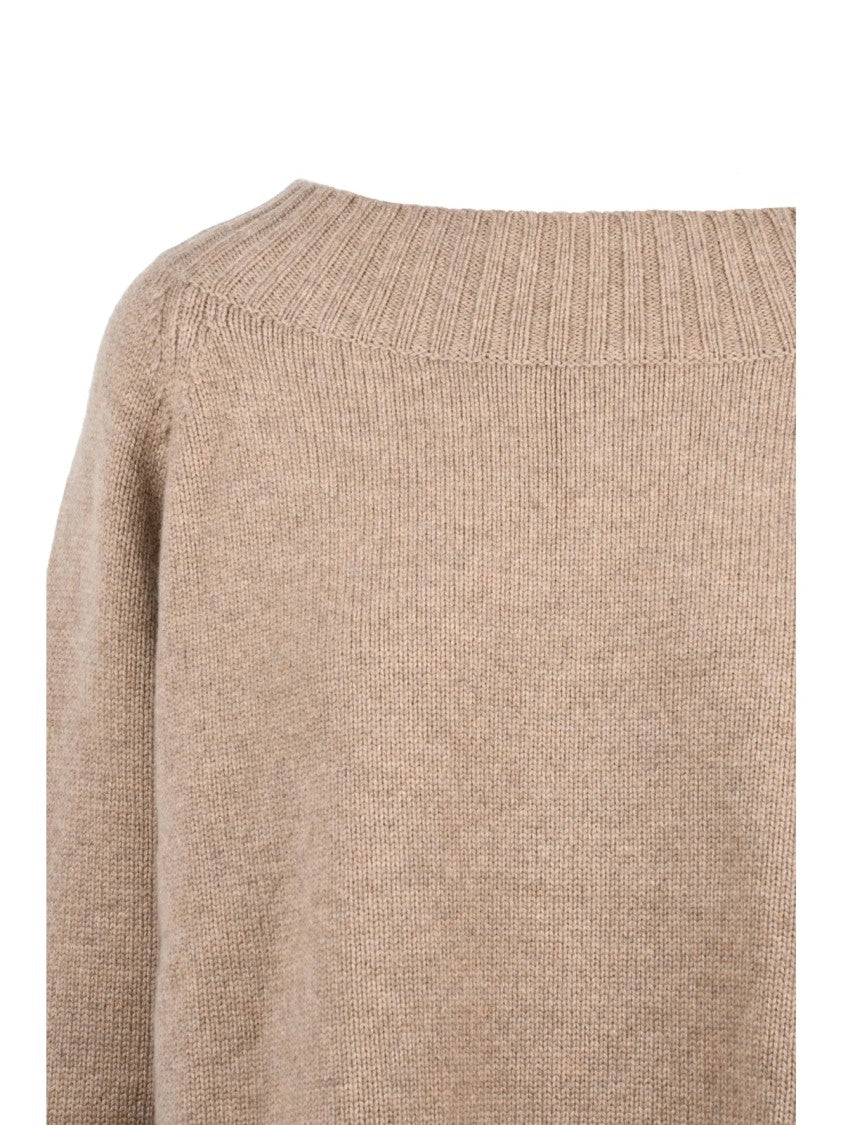 Max Mara Boat Neck Knit Sweater In Premium Wool-Cashmere Blend