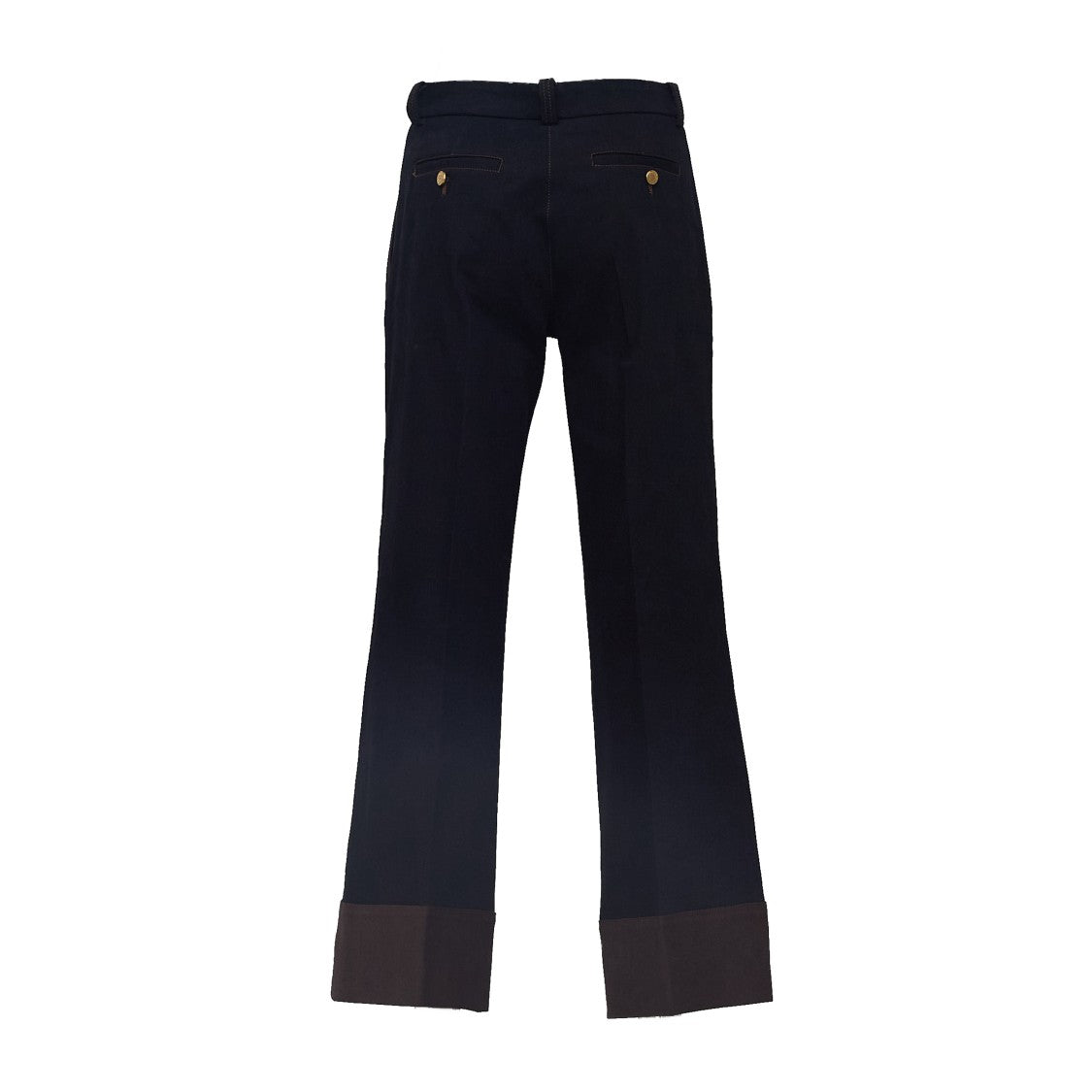 Ql2 Wide Leg Pants With Contrast Cuffs And Golden Button Details