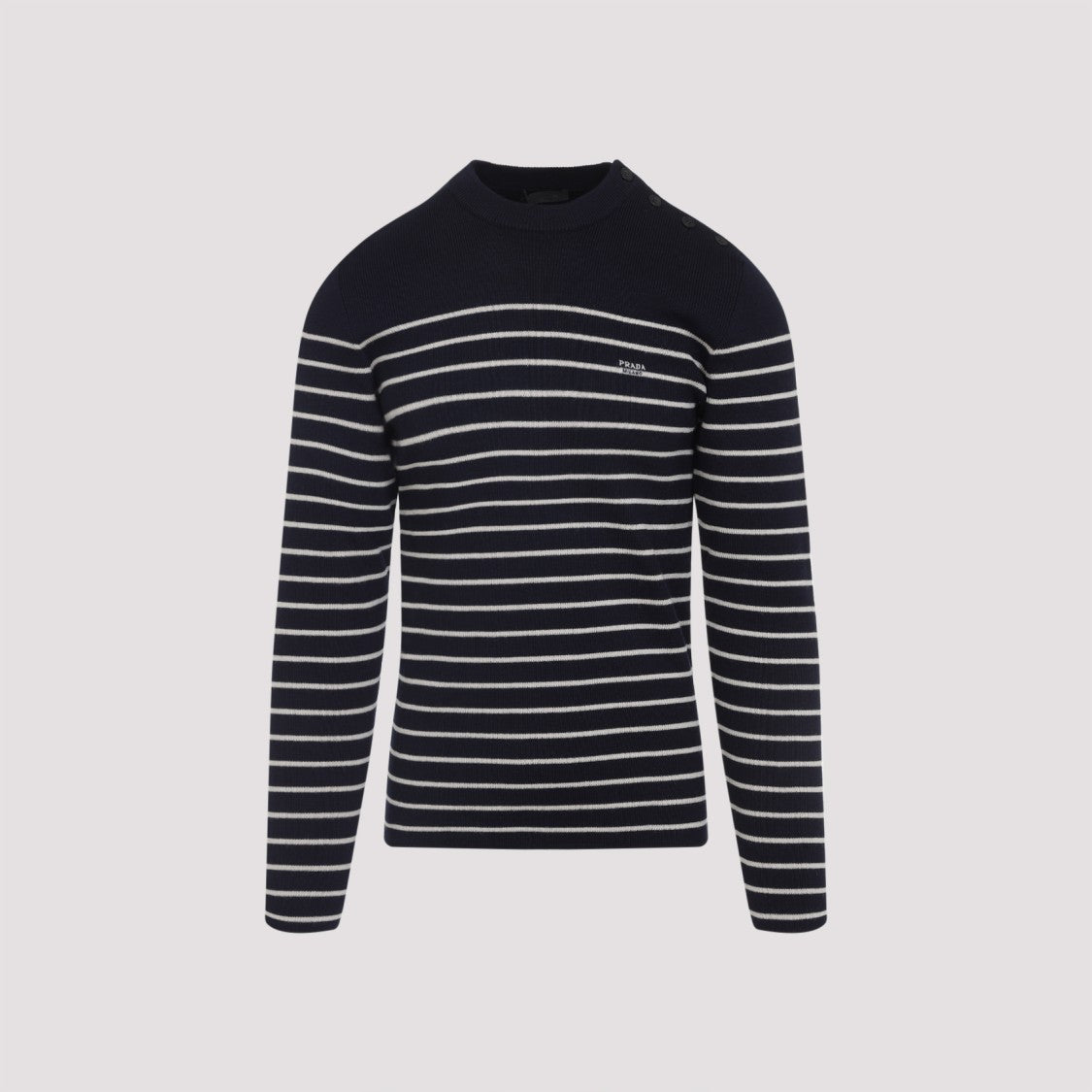 Prada Blue Virgin Wool Crew Neck Sweater