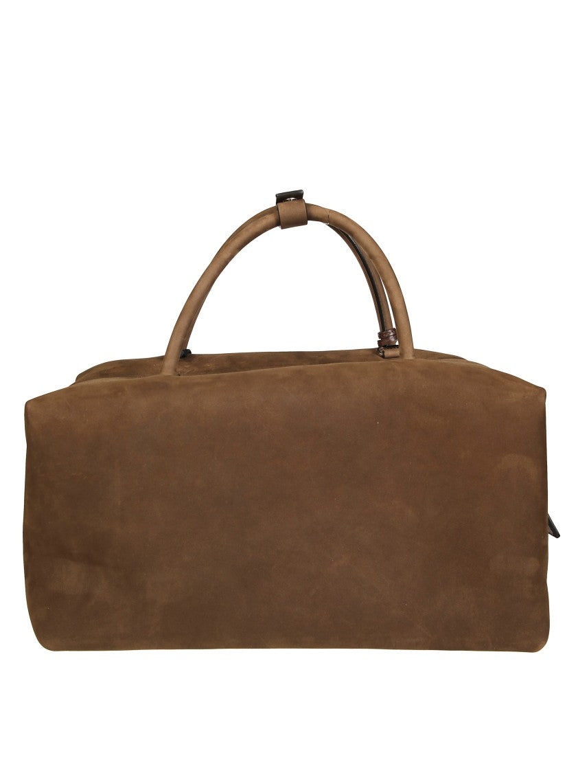 Max Mara Spacious Brown Suede Holdall With Carrying Options