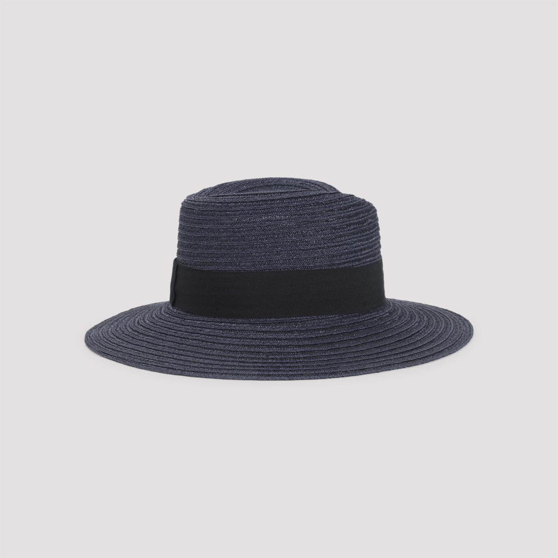 Maison Michel Woven Fedora Hat With Textured Finish And Signature Emblem
