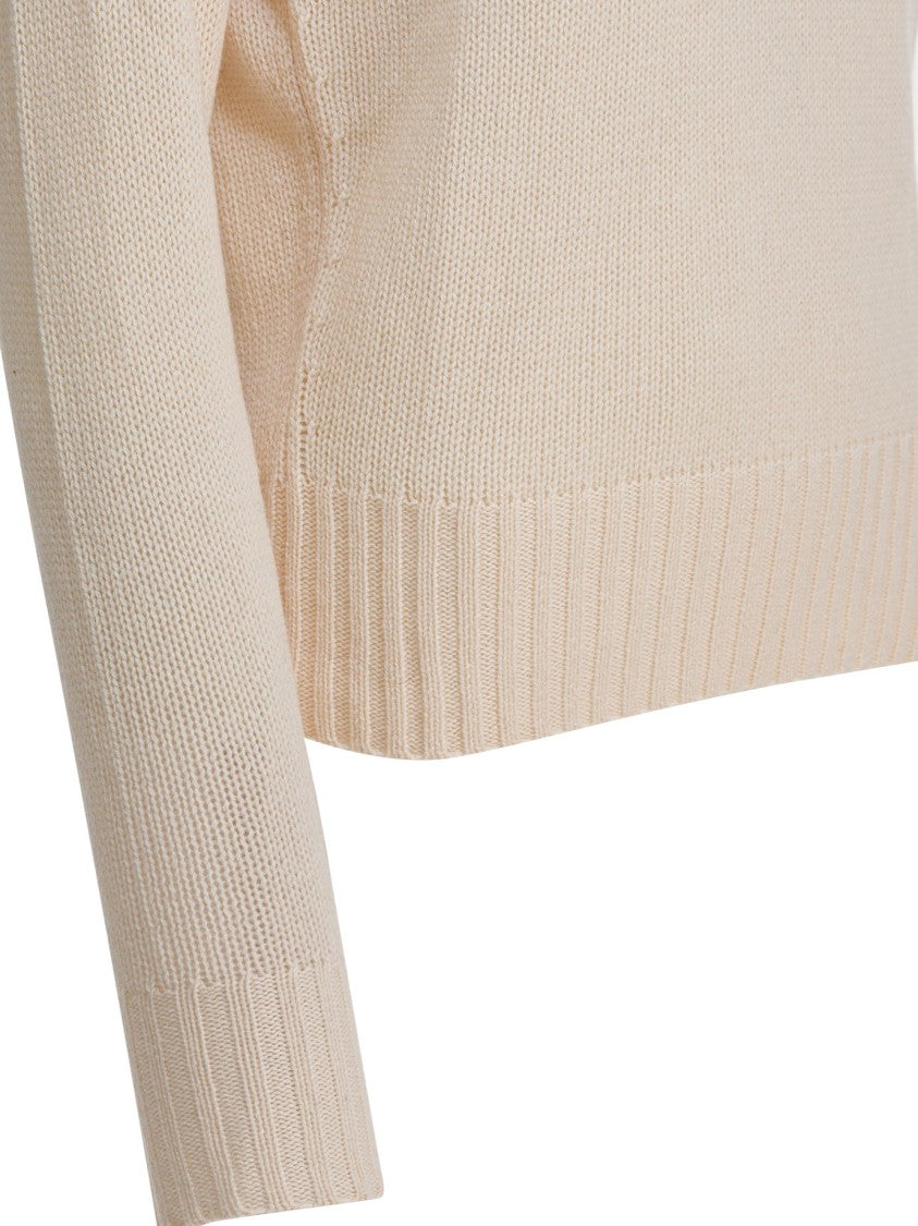 Ines De La Fressange Beige Knit Sweater With Classic Round Neckline