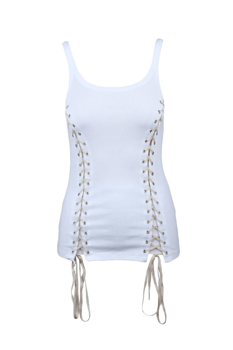 Aniye By White Cotton Elastane Women Top