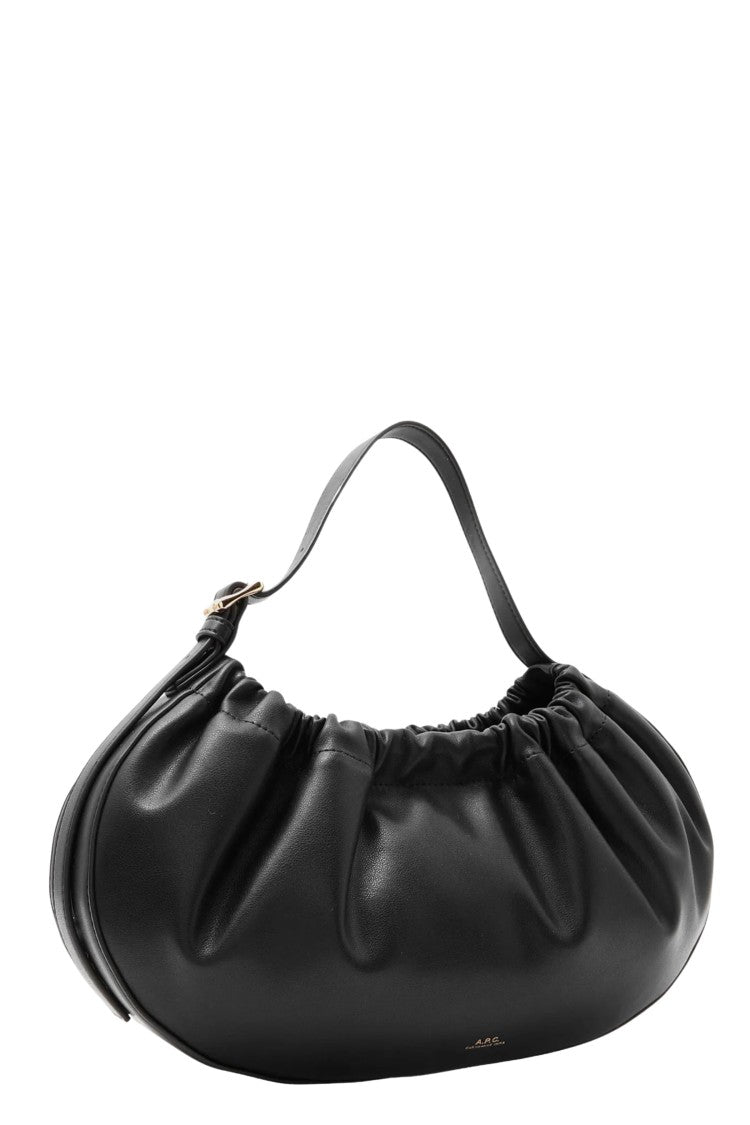 A.P.C. Black Ninon Hoop Gathered Polyurethane Bag