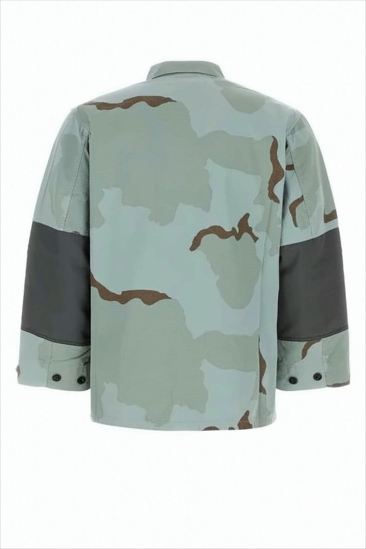 Oamc Cropped Camouflage Jacket With Contrasting Elbow Patches