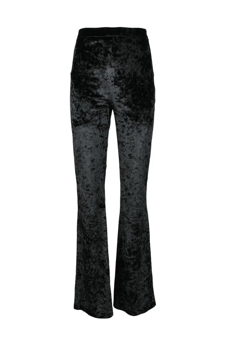 Nine Minutes Textured Stretch Trousers With Flared Hem And Elasticated Waistband