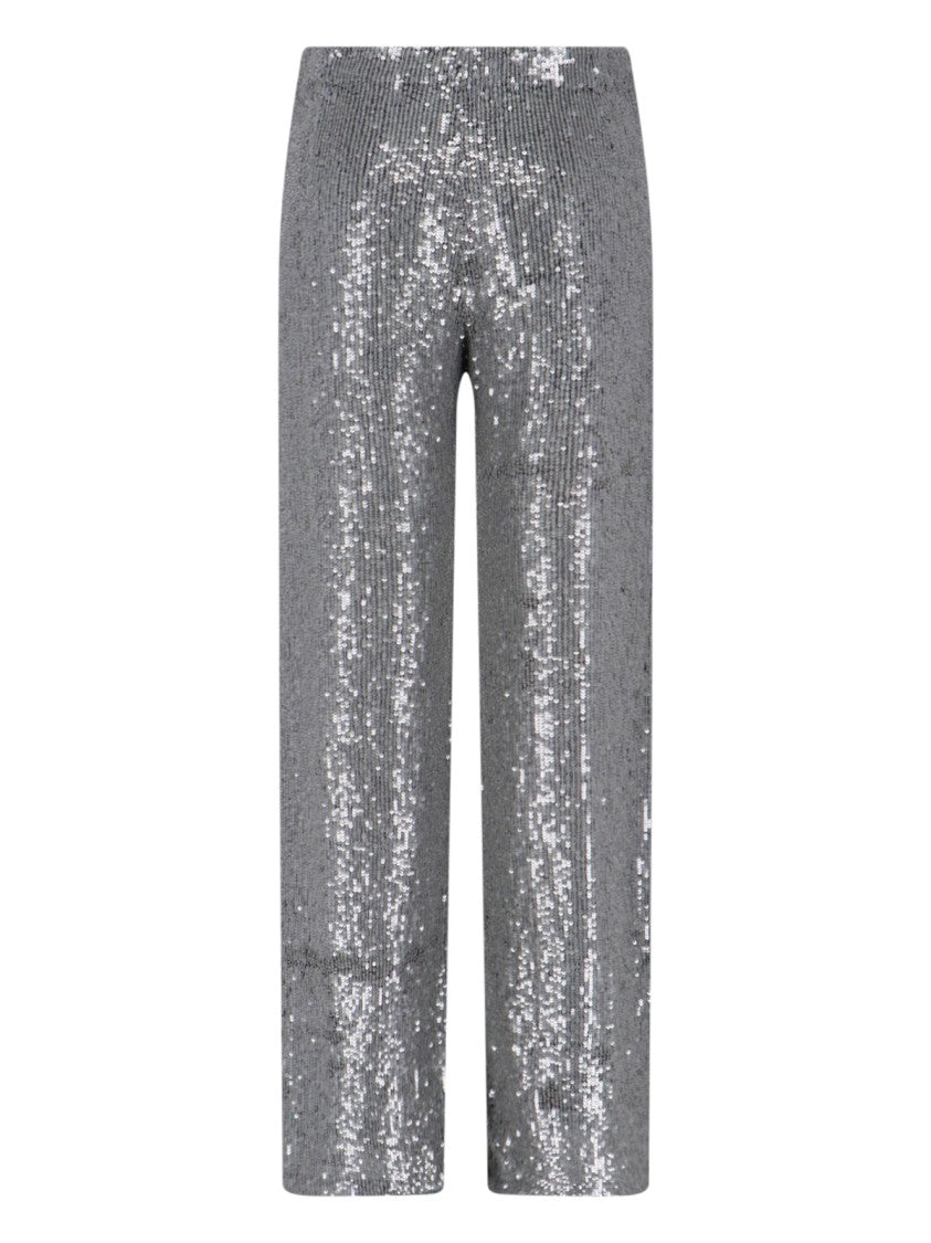 Parosh High-Waisted Grey Trousers With Sequin Embellishments