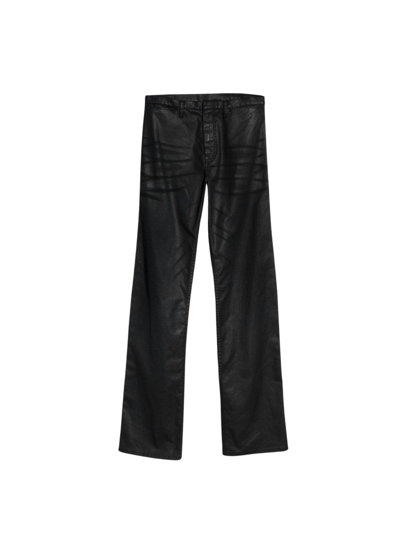Gucci Black Coated Stretch Cotton Straight-Leg Pants