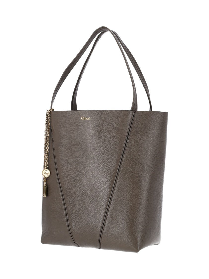 Chloé Grey Spin Textured Leather Tote
