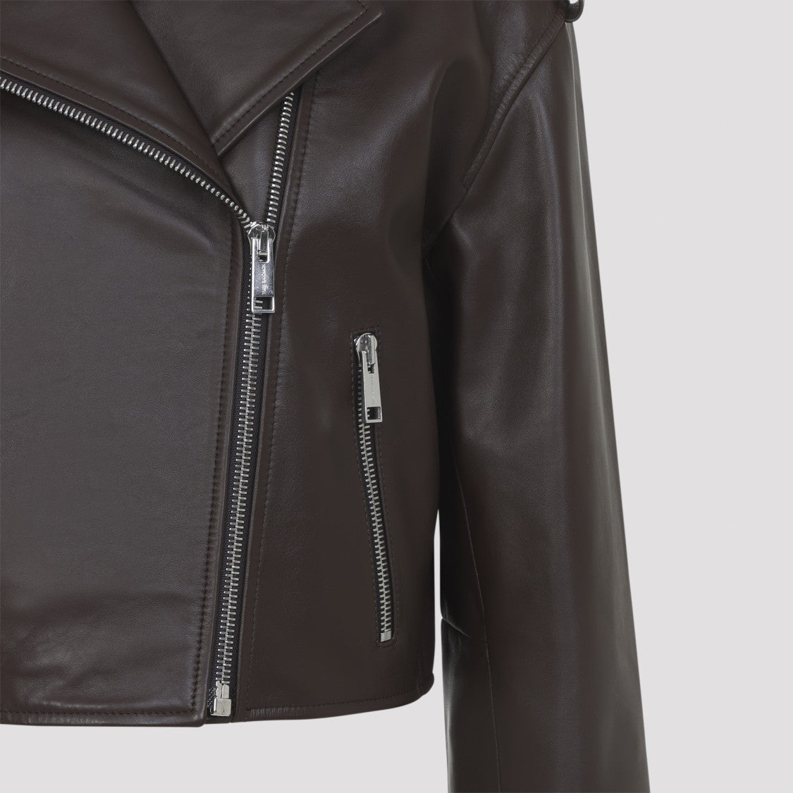 Yves Salomon Cropped Dark Brown Lambskin Jacket