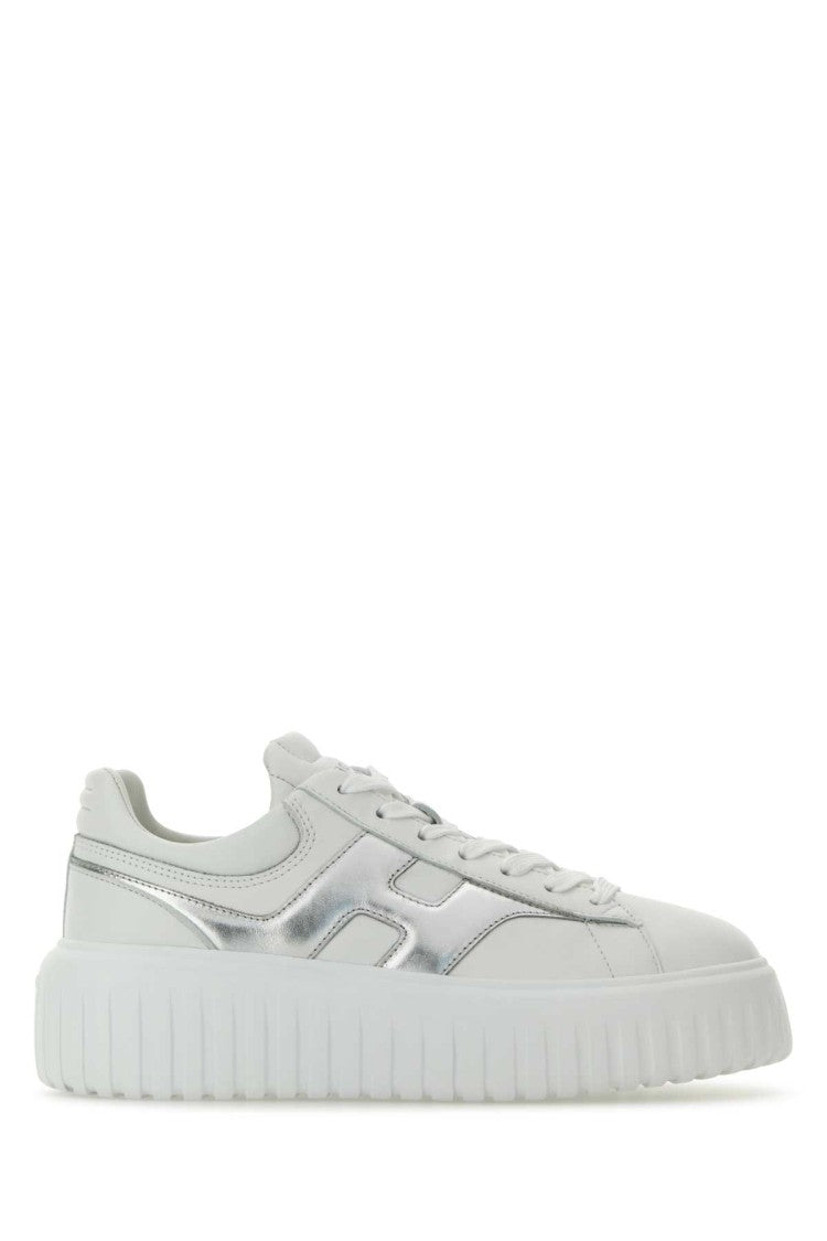 Hogan White Nappa Leather H-Stripes Sneakers