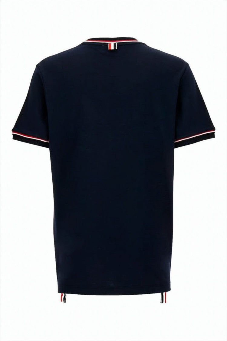 Thom Browne Boxy-Fit Cotton T-Shirt With Contrasting Trim And Button Details