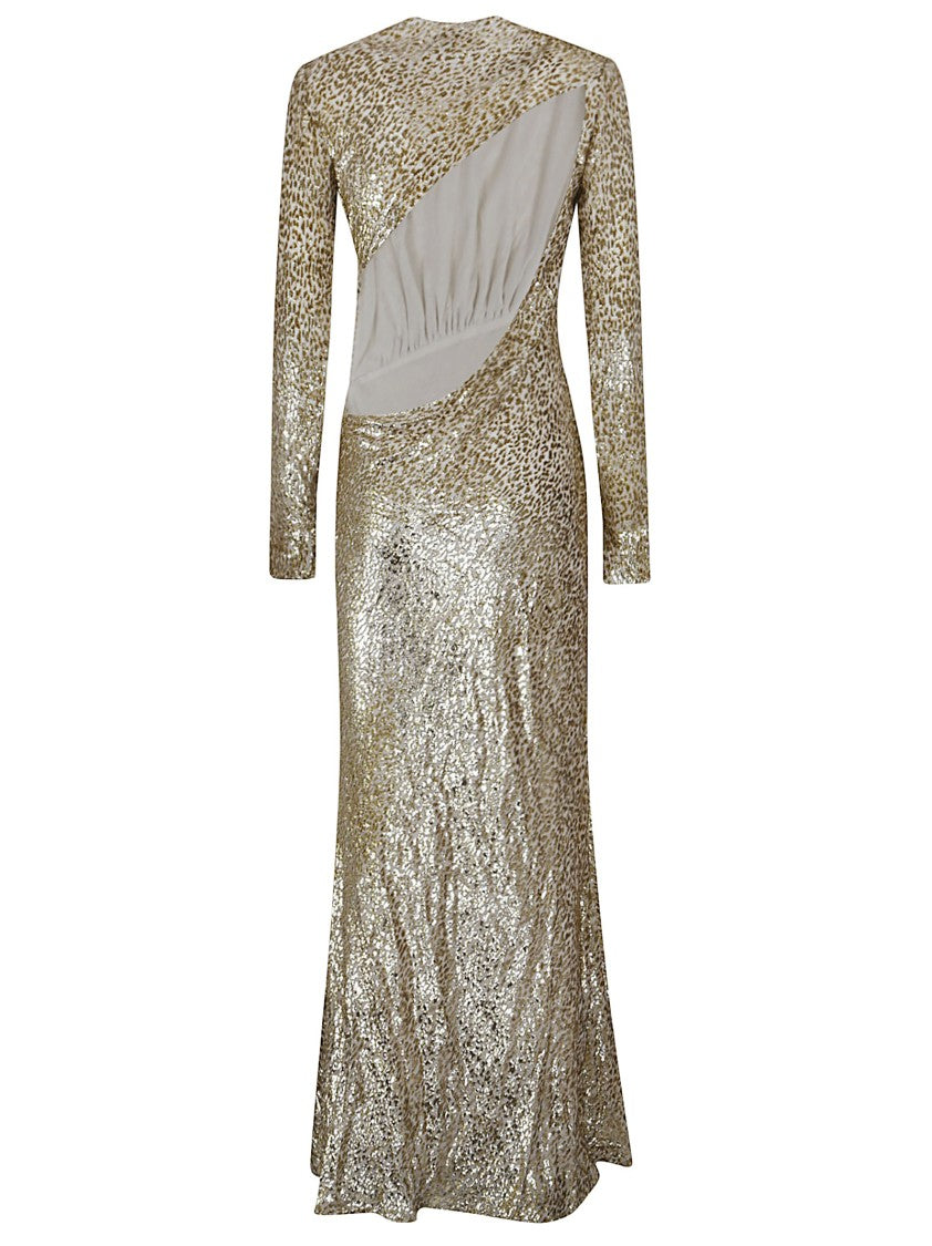 Self-Portrait Gold Fil Coup Maxi Dress