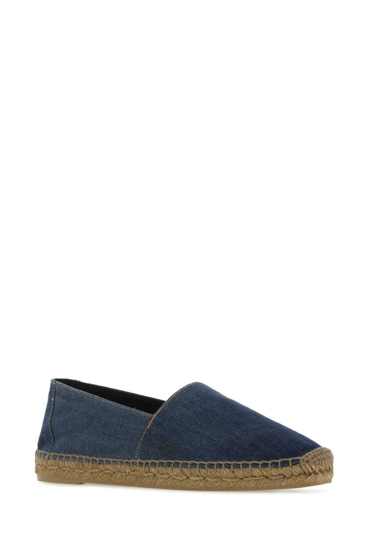 Saint Laurent Pointed Toe Espadrilles With Woven Jute Sole