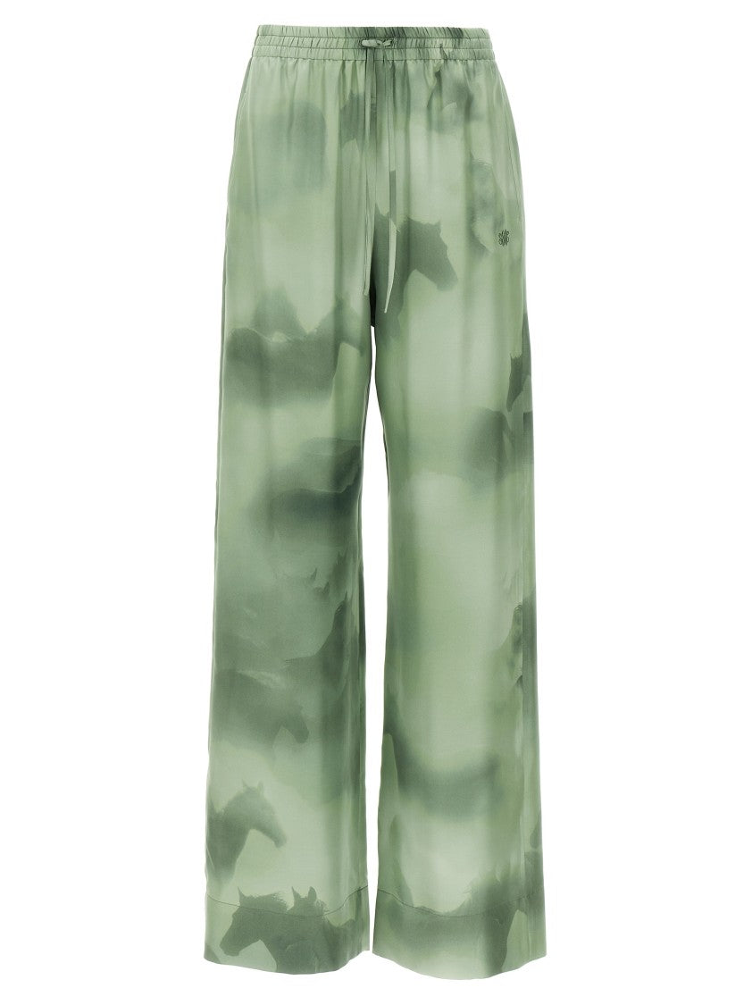 Stella Mccartney All-Over Print Silk Pants With High Waist