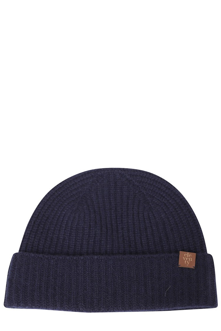 Eleventy Ribbed Cashmere Beanie With Logo Patch