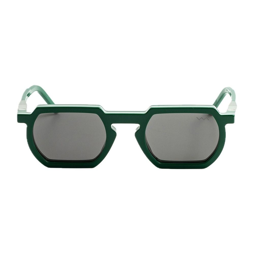 Vava Wl0033 White Label Green/Light Grey Squared Geometric Sunglasses In Glossy Green Bio-Acetate