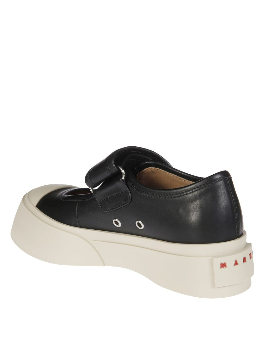 Marni Black Leather Sneakers With Platform Sole
