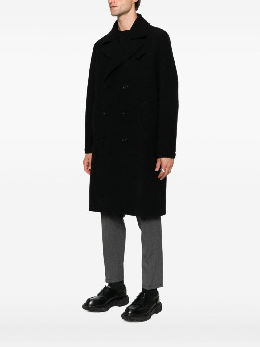 Harris Wharf London Tailored Double-Breasted Giacconi Nero Coat