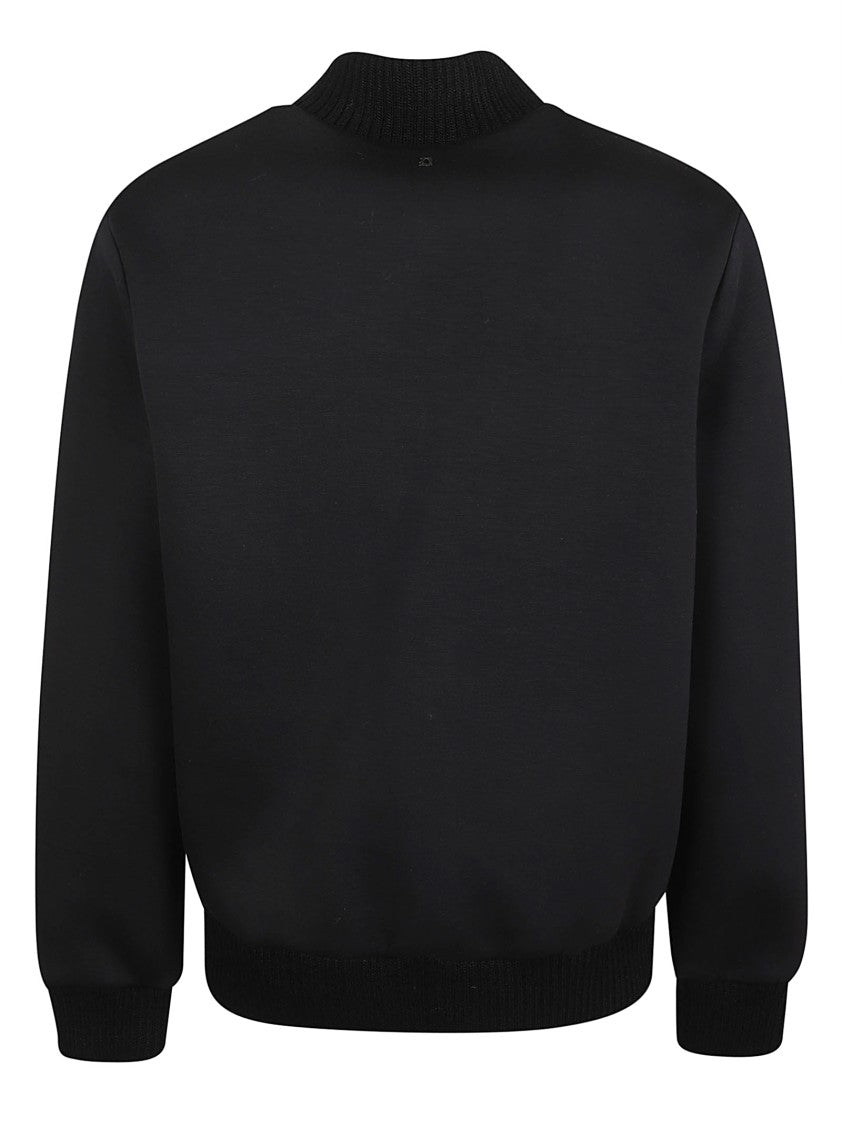 Dondup Ribbed Elastic Neoprene Bomber Jacket With D Logo Detail