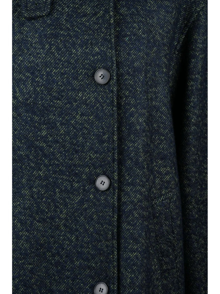 Douuod Blue-Green Acrylic-Blend Tanzanite Coat