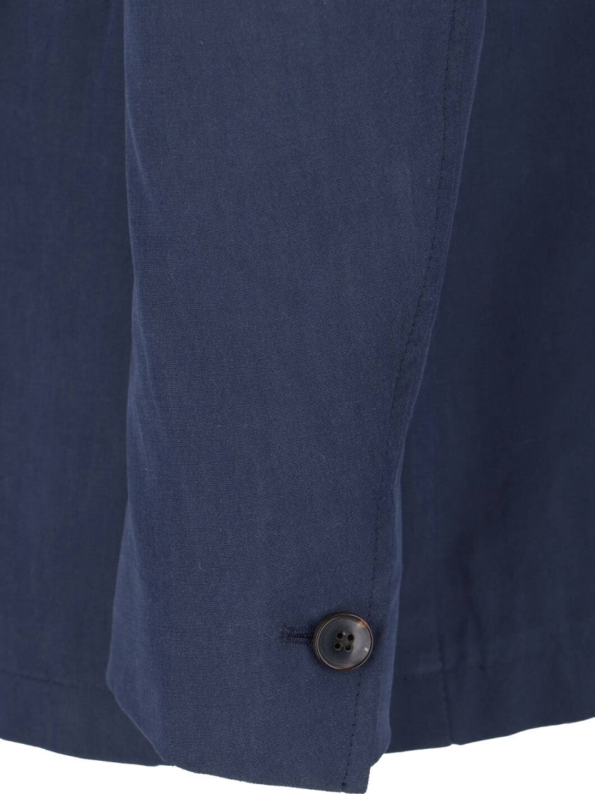 Paul Smith Navy Blue Button-Up Cotton Jacket