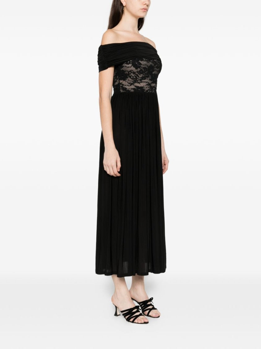 Zimmermann Off-The-Shoulder Midi Dress With Sheer Lace