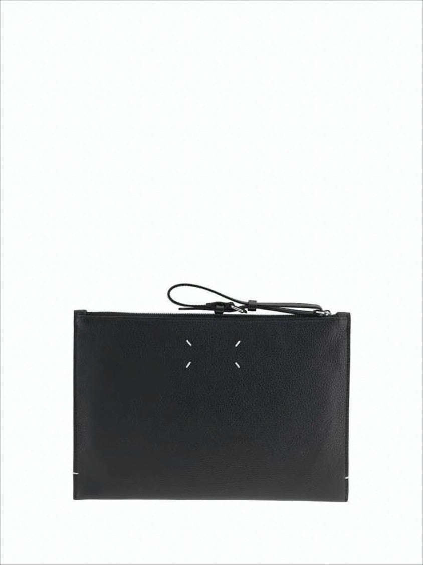 Maison Margiela Sleek Rectangular Leather Clutch With Discreet Logo