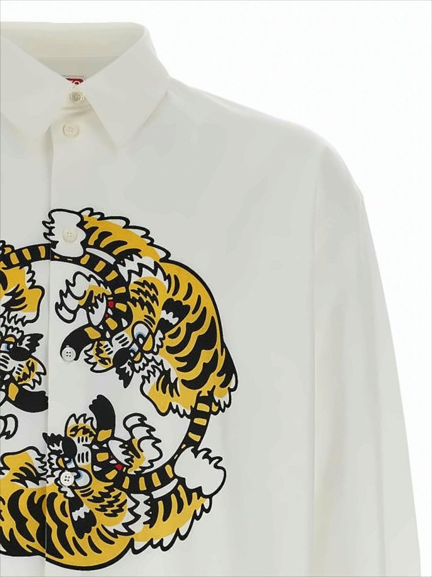 Kenzo Long-Sleeve Casual Shirt With Intertwined Tiger Graphic