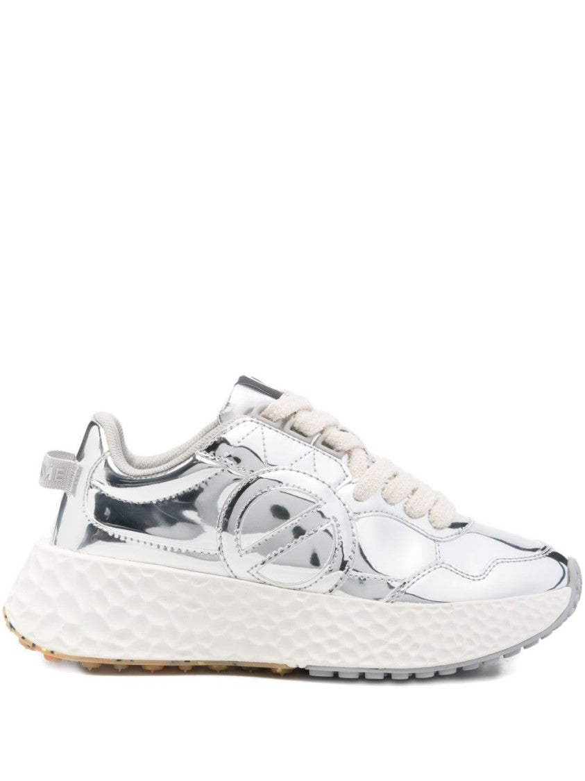 No Name Reflective Silver Sneakers With White Sole