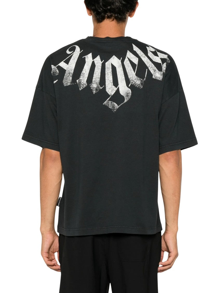 Palm Angels Big Neck Black Logo Cotton T-Shirt
